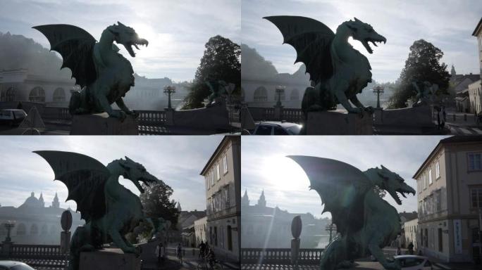 空中: 卢布尔雅那的龙雕像