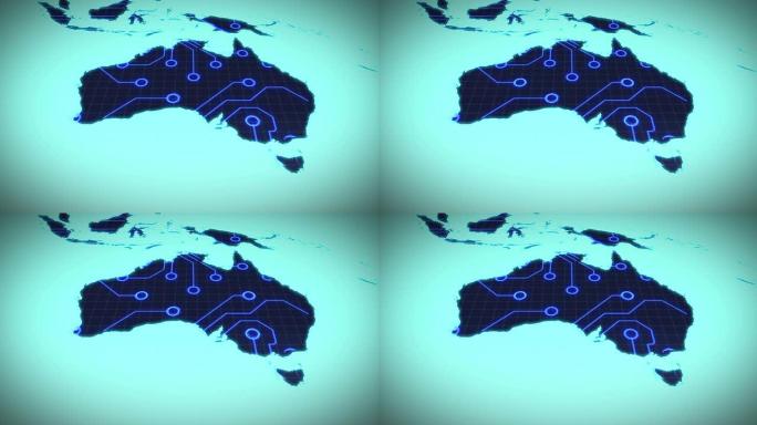 蓝色背景上的澳大利亚电路板
