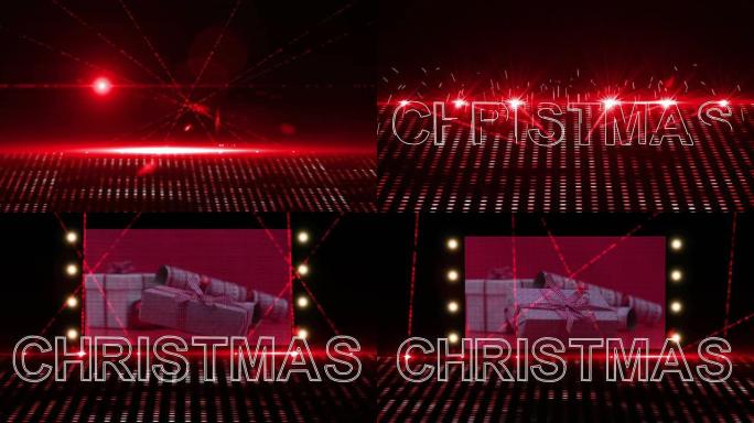 带有圣诞节文字和剪辑的红色激光表演