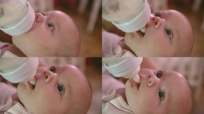 婴儿在托儿所用奶瓶喂养