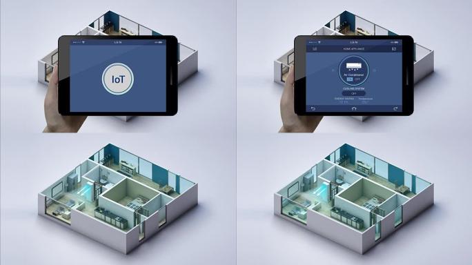 屋图平面图、触碰智能pad、平板物联网家电、空调控。物联网、物联网智能家居。