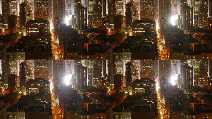 曼哈顿多层次建筑全景拍摄。美国的大城市。