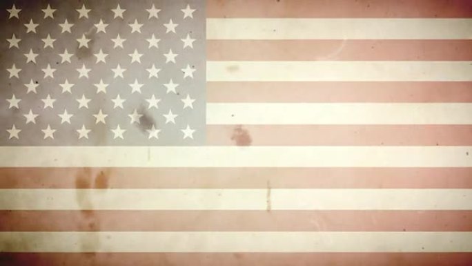 美国国旗-带音频的Grungy复古旧电影循环