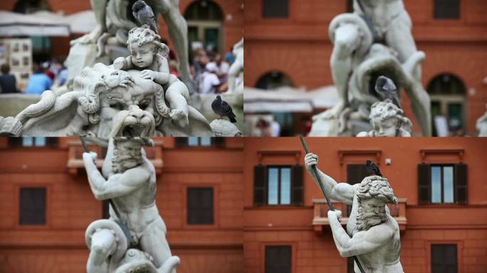 罗马海神雕像杰作罗马海王星雕像杰作喷泉