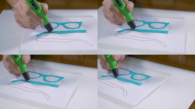 4K.工作3D笔，打印真正的眼镜。多莉开枪了。