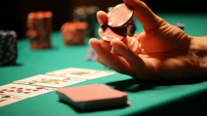 高清：德州扑克，玩赌场筹码