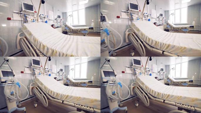设备齐全的医院病房中的现代病床