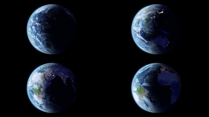 用夜灯缓慢旋转地球