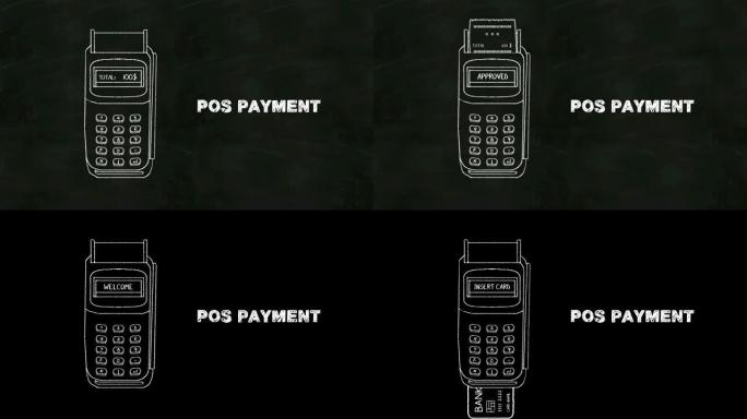 在黑板上插入信用卡和POS支付