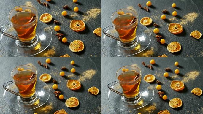 凉茶配干橙，醋栗和八角茴香4k
