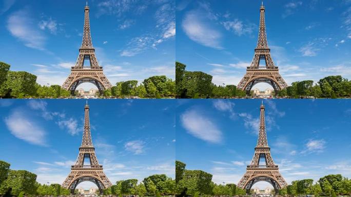 巴黎的埃菲尔铁塔时间流逝