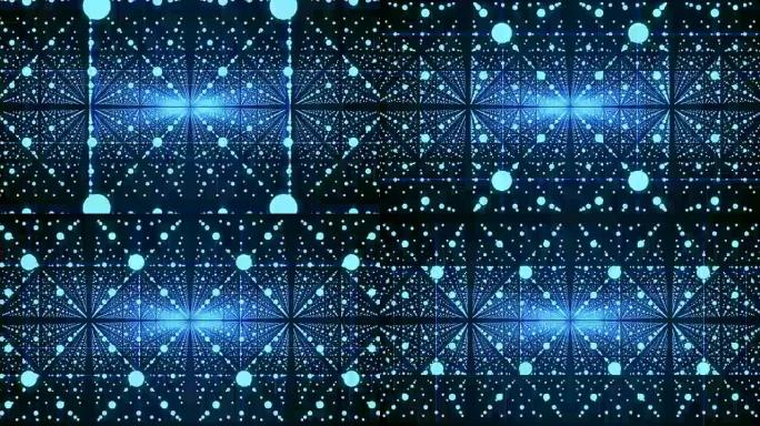 摘要背景。具有深度和透视幻觉的发光恒星矩阵。抽象的未来空间背景。