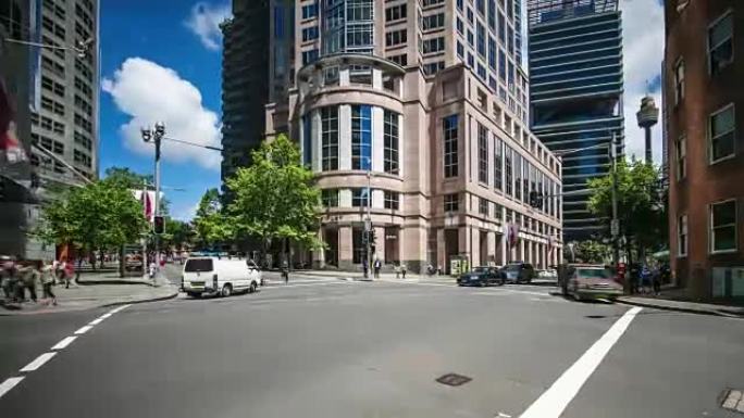 在澳大利亚悉尼市中心的街道上平移时间流逝