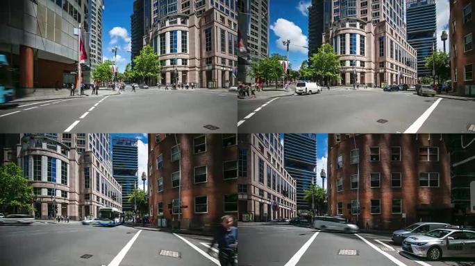在澳大利亚悉尼市中心的街道上平移时间流逝