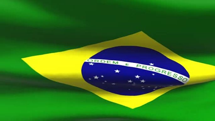 巴西国旗波涛迎风的无缝3d动画