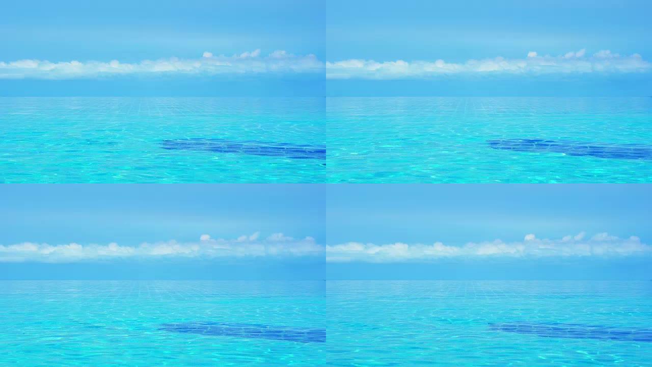 无限边缘泳池表面和蓝天