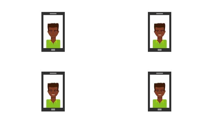 屏幕上有非洲裔美国人的智能手机