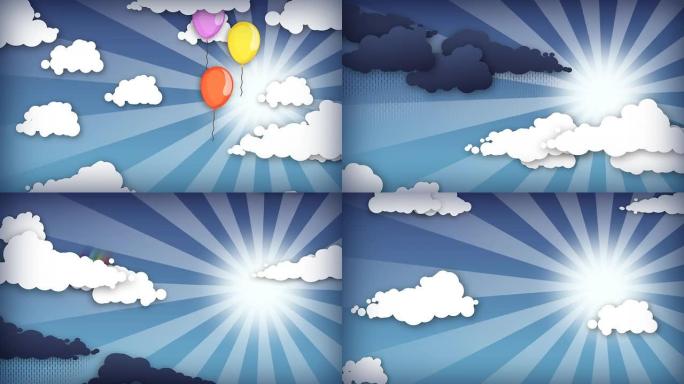 卡通天空。高清。环