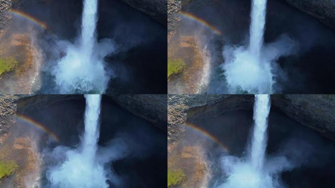 美丽瀑布和彩虹4k的天线