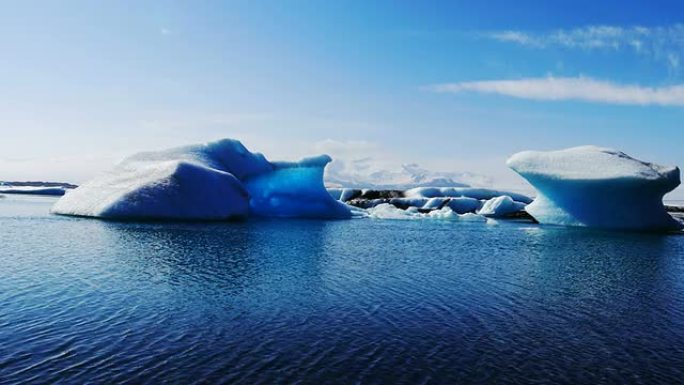 冰川湖Jokulsarlon的高清1080延时。冰岛南部