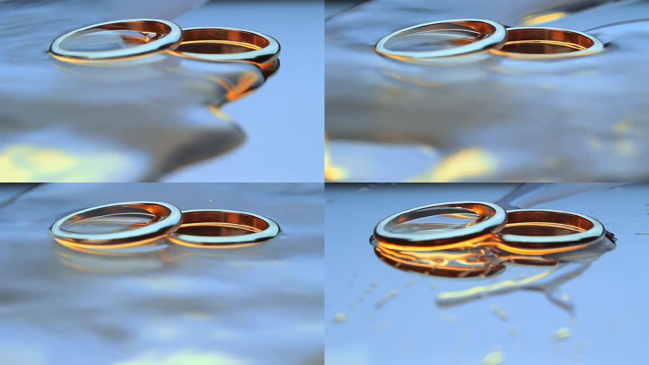 结婚戒指流动液体对戒婚礼爱情信物