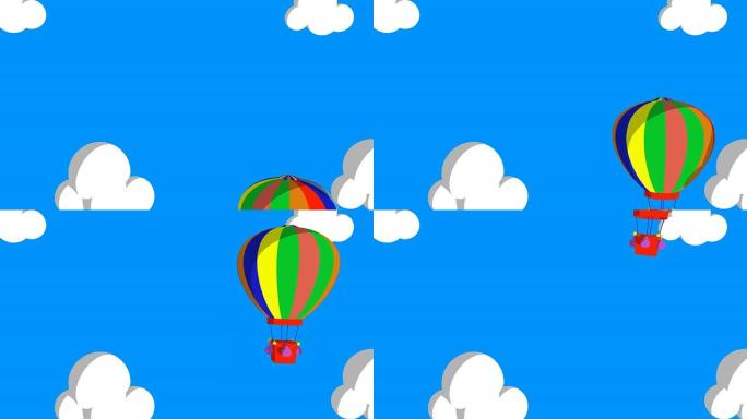 3D动画气球飞过云