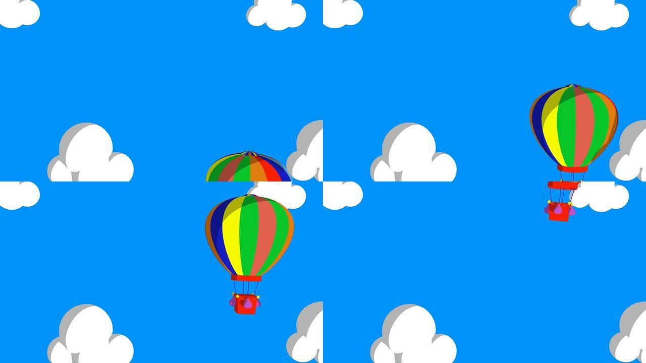 3D动画气球飞过云