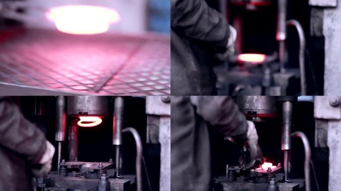 铁匠锻造工业设备高温热轧传统制造业特写镜