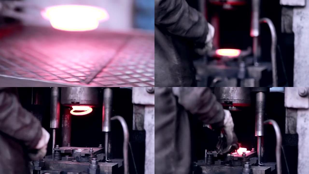 铁匠锻造工业设备高温热轧传统制造业特写镜
