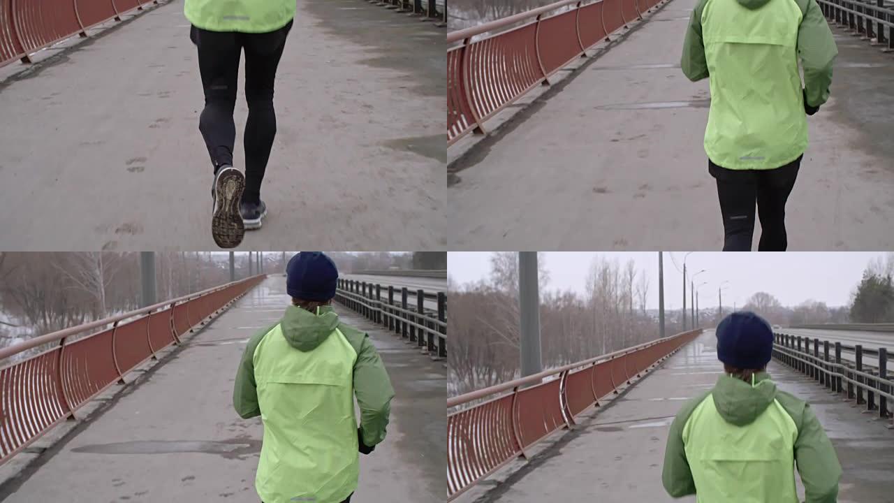 马拉松运动员过桥