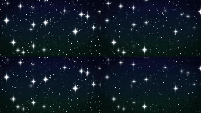天空中的星星。循环动画。闪烁耀斑的美丽夜晚。高清1080。