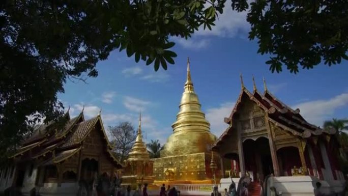 4k时间间隔和倾斜，在泰国清迈的Phra Sing寺。
