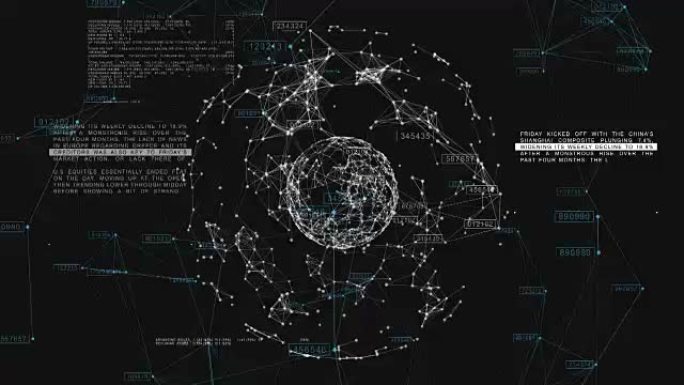 全球商业网络在空间旋转的3d无缝动画。科学概念。循环。高清1080。