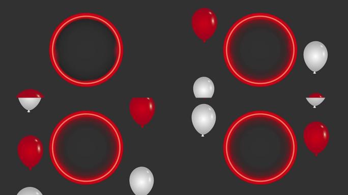 红色霓虹圆形框架气球黑色背景黑色星期五动画高清