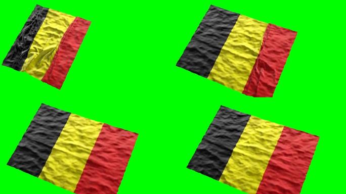 比利时体育场旗帜。在绿色屏幕上挥舞