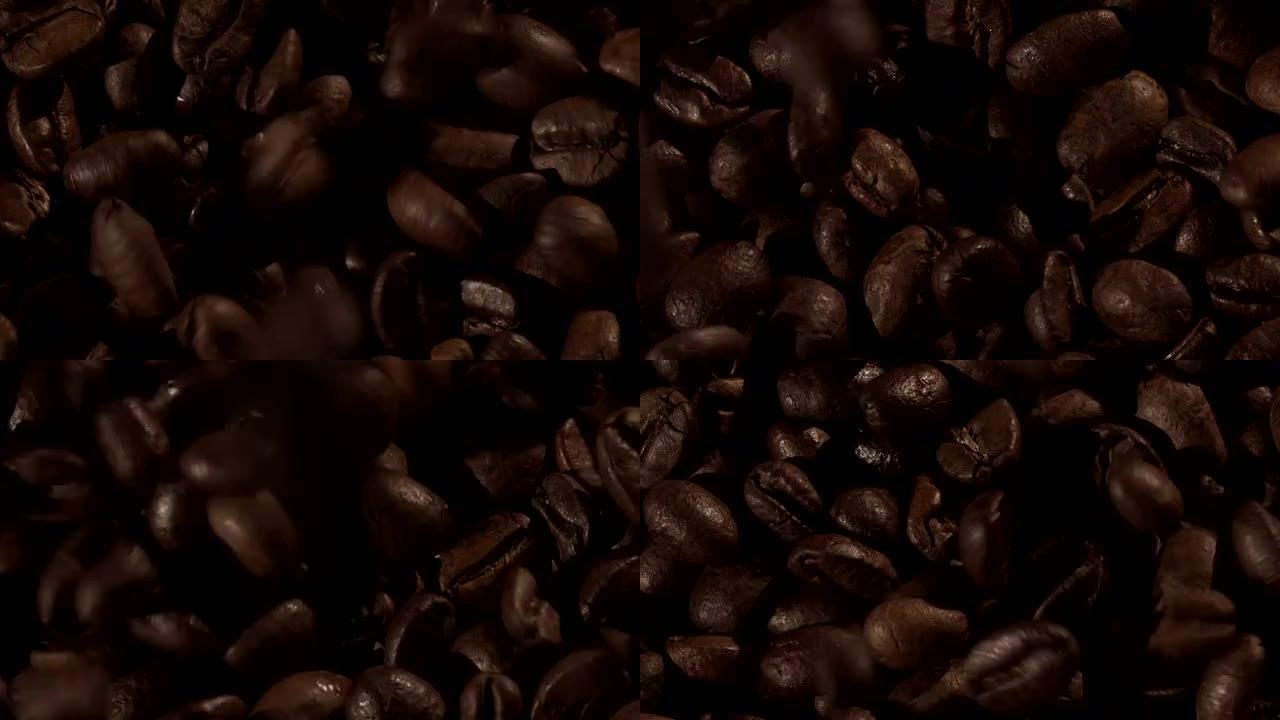 慢动作落下的咖啡豆