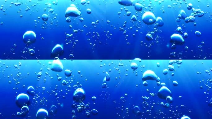 水下气泡的美丽循环动画。高清1080。
