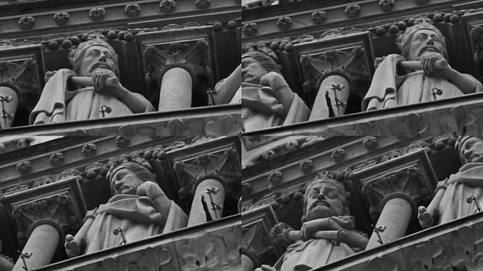 法国巴黎圣母院的石像和雕像细节