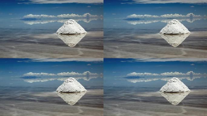 南美洲玻利维亚波托西乌尤尼盐湖的盐堆