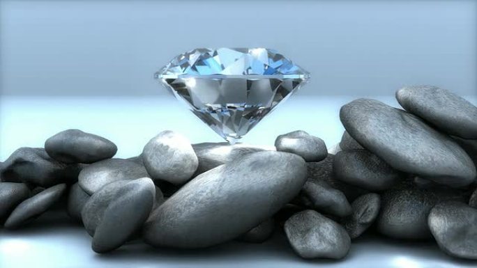 可循环、在岩石上旋转的钻石