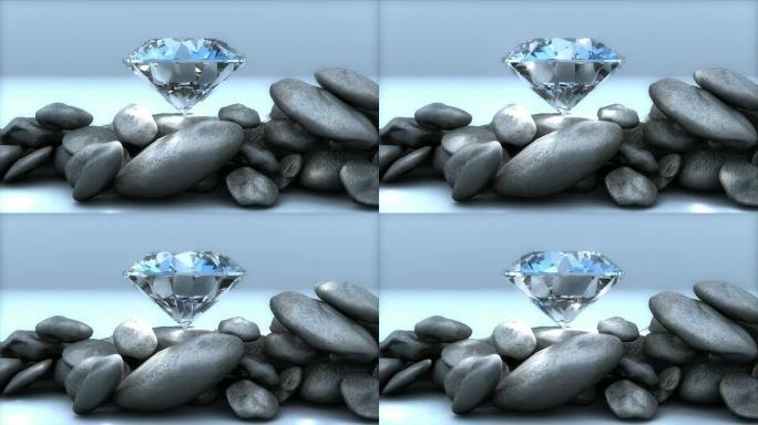 可循环、在岩石上旋转的钻石
