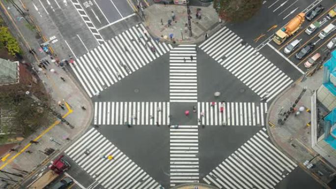 延时: 鸟瞰图行人在银座横穿日本东京