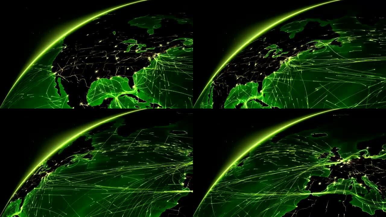 地球连接。北美-欧洲。