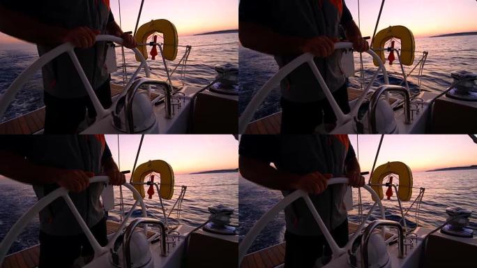 WS船长在日落时航行帆船