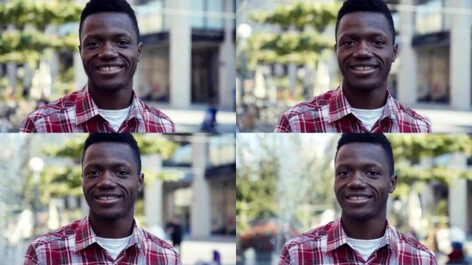 非洲裔美国人微笑着看着相机