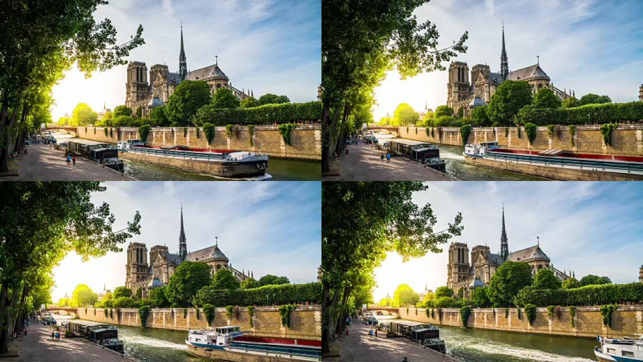 巴黎圣母院和法国塞纳河