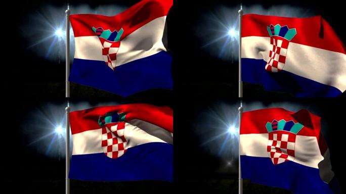 克罗地亚国旗在旗杆上挥舞