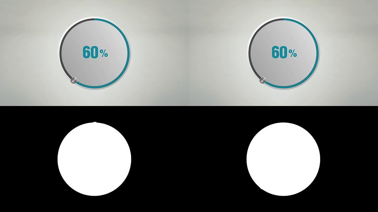 表示60% 的圆圈拨号动画。(无文本版本)