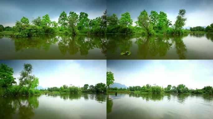 在漓江湿地上航行