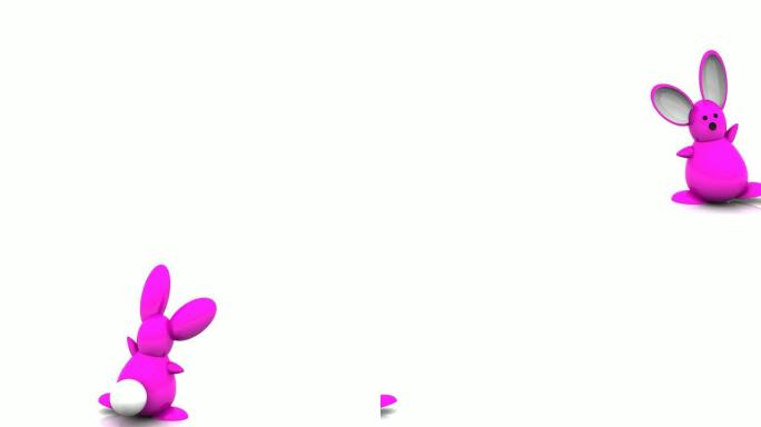 3D快乐粉红色复活节兔子跳舞